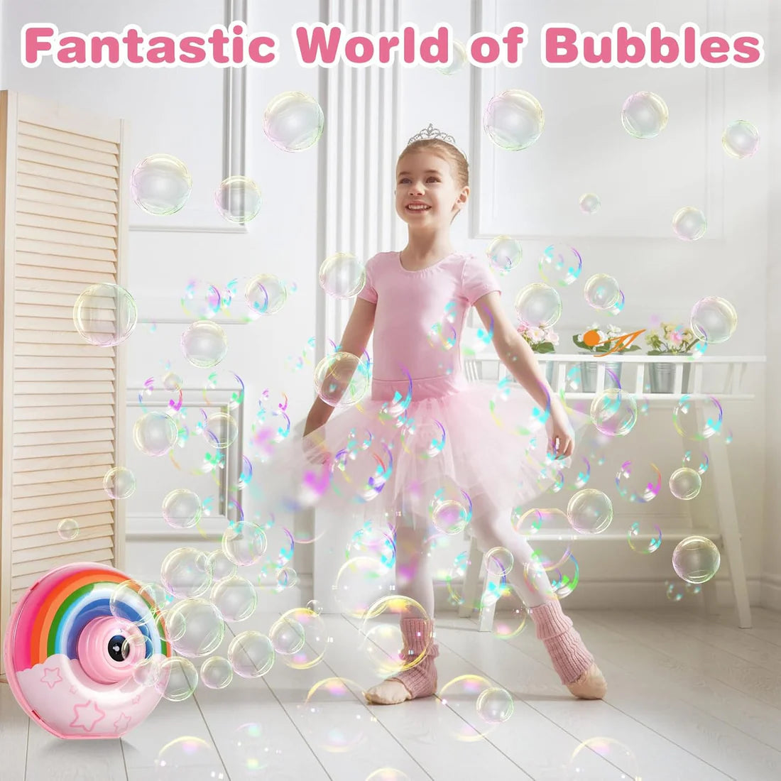 Rainbow Bubble Machine for Kids' Fun